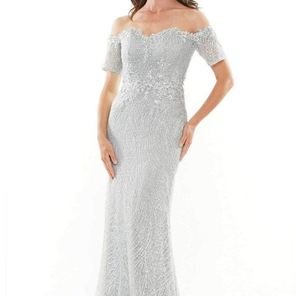 NWT Rina Di Montella RD2736 Lace Applique Evening Gown Green Size 6 - Picture 1 of 5